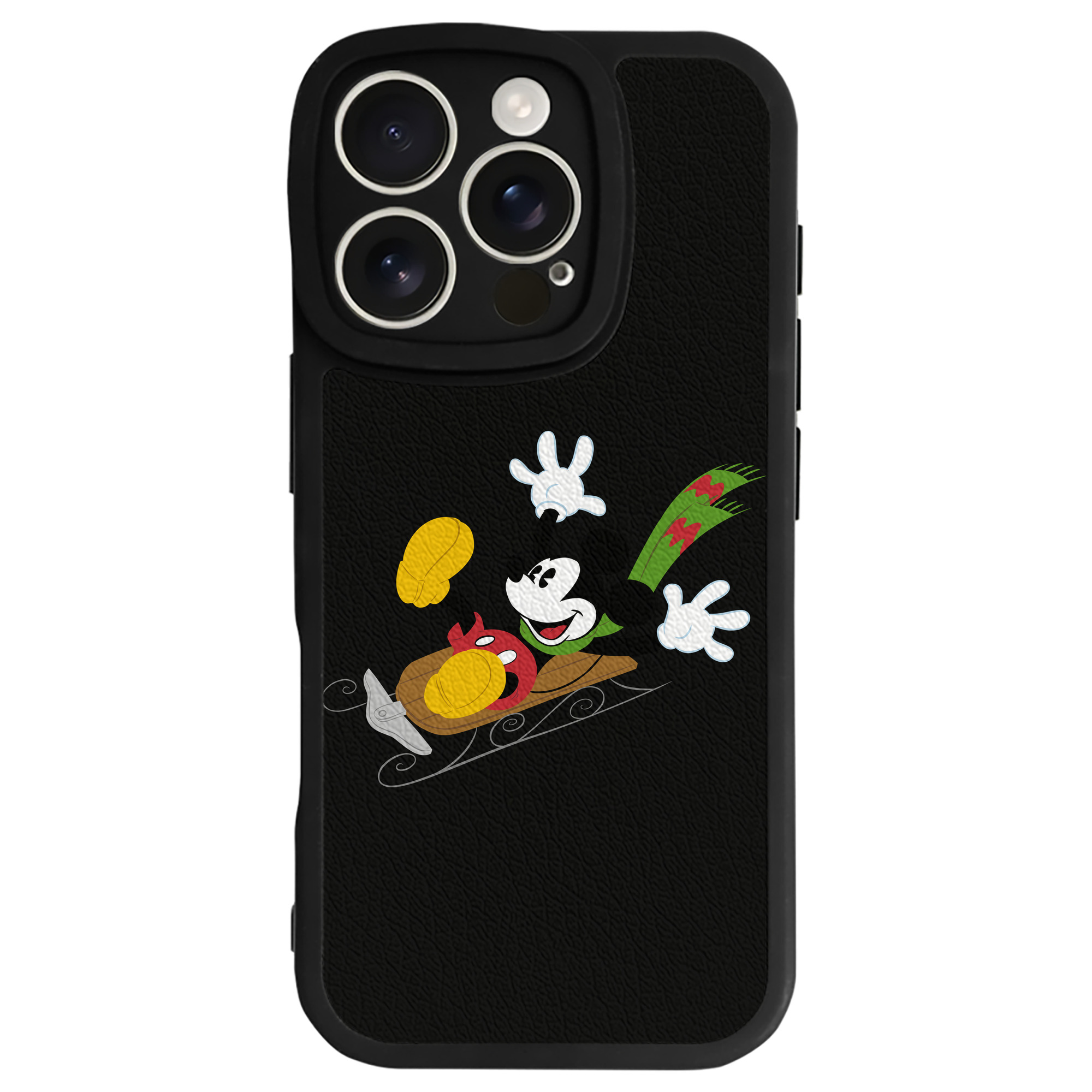 （画像用） ミッキーマウス Mickey Mouse 【iPhone 16シリーズ対応】シリコンスマホケース（レザー調） 材質：シリコン